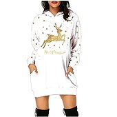 olcso Vicces karácsonyi pulóverek és pulóverek-Karácsony Mikulás Ruhák Kapucnis felsőrész Pullover Klasszikus Alap Kawaii Kompatibilitás Női Felnőttek Karácsony Újév 3D nyomtatás Hétköznapi