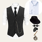 levne oblečení-Retro Řvoucí 20s 20. léta 20. století Úbory Tričko Vesta Gentleman Gangster Pevná barva Běžný Pánské předvečer Všech svatých Karneval Nový rok Večírek Maturitní ples loučení se svobodou nevěsty