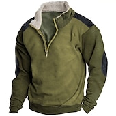 billige Basic gensere-Herre Genser Glidelås med glidelås Taktisk Grønn Grå Halv glidelås Fargeblokk Lapper Sport &amp; Utendørs Daglig Ferie Polyester Årgang Fritid Tynn fleece Høst vinter Klær Gensere Gensere Langermet