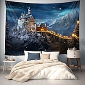 baratos tapeçaria de paisagem-castelo das maravilhas branco tapeçaria pendurada arte de parede grande tapeçaria mural decoração fotografia pano de fundo cobertor cortina casa quarto sala de estar decoração
