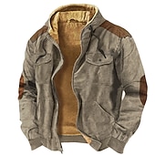 cheap Fleece Hoodie-Men's Full Zip Hoodie Zip Up Hoodie Fleece Hoodie Thick Hoodies Blue Brown Green Khaki Gray Hooded Color Block Zip Up Sports &amp; Outdoor Daily Holiday Polyester Vintage Streetwear Cool Fall Winter