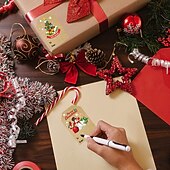 billiga Klistermärke-julklappsetiketter klistermärken, självhäftande presentetiketter klistermärken, dekorativa kraftfärgade klistermärken för julklappar, presentetiketter för julklappar, skrivbar etikett för julklappspresent