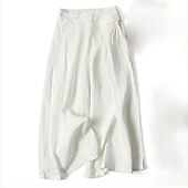 cheap Wide Leg &amp; High Waisted-Women&#039;s Normal Wide Leg Classic Flowy Full Length Natural Wide Leg Classic Basic Inelastic Causal Daily Wear Black White Yellow Navy Blue Fall Winter Loose Fit