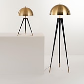 abordables lámpara de pie llevada-Lámpara de pie decorativa, trípode, luces de pie, lámpara de pie LED moderna de cobre, luz de pie de mediados de siglo con mesa para lámpara de pie de oficina 110-240v