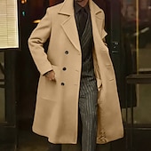 preiswerte Herren-Blazer &amp; -Anzüge-Herren Wintermantel Mantel Langer Trenchcoat Outdoor Freizeitskleidung Herbst Winter Polyester Oberbekleidung Bekleidung Modisch Strassenmode Glatt Kargen Doppelreihiger Verschluss
