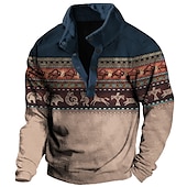 tanie Męskie bluzy 3D-Męskie Graficzny Zwierzę Kowboj Bluzy Bluza dresowa Długi rękaw Podkoszulek Kołnierz stawiany Etniczne Vintage Retro zachodni kowboj Druk 3D Urlop Sporty na świeżym powietrzu Święto Nadruk Wiosna i