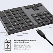 זול מקלדות-סגסוגת אלומיניום Bluetooth מקלדת נומרית אלחוטית עם רכזת usb פונקציית קלט דיגיטלית עבור windowsmac osandroid מחשב נייד