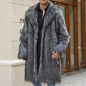 abordables Manteaux &amp; vestes-Homme Manteau d&#039;hiver Veste d&#039;Hiver Manteau en fausse fourrure Extérieur Usage quotidien Chaud Poche Automne Hiver Plein Mode Vêtement de rue Revers Normal Noir Blanche Jaune Marron Gris Claire Veste