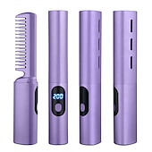 billige Personlig beskyttelse-2-i-1 rettetang til lat hår trådløst hår hot comb mini usb oppladbar rettetang krøllete hårpinne hurtigvarmende rettebørste for hjemreise-1 stk.
