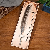 billiga måleri, teckning och konsttillbehör-Retro affärspresentset i europeisk stil med påfågelfjäderpenna, spets i rostfritt stål och bläckhus - perfekt för skrivning och kalligrafi, perfekt födelsedagspresent för lärare, föräldrar och elever