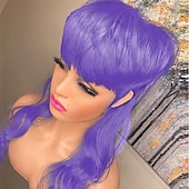 cheap Synthetic Trendy Wigs-Daily Use 20inch Body Wave Synthetic Heat Resistant Hair Replacement Wigs Halloween Cosplay Wig 80s90s Mullet Wigs for Women Mullet Pixie Cut Wig With Bangs Christmas Party Wigs