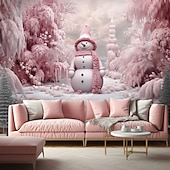 billige hengende juleteppe-juledekorasjoner snømann snøfnugg hengende billedvev veggkunst xmas stor billedvev veggmaleri dekor fotografi bakteppe teppe gardin hjem soverom stue dekorasjon