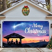 お買い得  屋外装飾-クリスマスガレージドアバナー、屋内屋外クリスマス休暇、幸せな背景、装飾カバー、クリスマス新年あけましておめでとうございますバナー、大型ドアカバー、クリスマス装飾