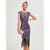 olcso Ruhák-Ordító 20-as évek 1920-as évek Koktélruha Flapper ruha Ruhák Karácsonyi party ruha A nagy Gatsby Charleston Esküvői Vendég Flitter Rojt Jelmez Női Karácsony Mindszentek napja Farsang Farsang Esküv