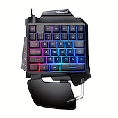 abordables Claviers-Clavier de jeu mécanique à une main, mini clavier de jeu portable rétroéclairé rvb
