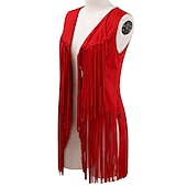 preiswerte Oberteile-Retro Vintage 1960er 1970er Wildlederweste Hippie Disco Quastenfransen Damen Mädchen Weihnachten Halloween Karneval Leistung Party / Abend Pride Parade Erwachsene Weste