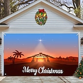 お買い得  屋外装飾-クリスマスガレージドアバナー、屋内屋外クリスマス休暇、幸せな背景、装飾カバー、クリスマス新年あけましておめでとうございますバナー、大型ドアカバー、クリスマス装飾