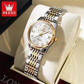 cheap Mechanical Watches-OLEVS 6673 Fashion Business Silver Stainless Steel Women Mechanical Watches Top Brand Luxury Waterproof Automatic Watch