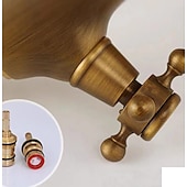 economico Classici-rubinetto per lavabo da bagno per vasca, novità stile lungo a forma di drago con montaggio esterno rubinetti per vasca da bagno alti con due maniglie e un foro in ottone antico