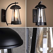 abordables luces de pared al aire libre-Aplique de pared impermeable, lámpara de pared antigua resistente a la intemperie, lámpara de pared LED para exteriores con pantalla de vidrio, aplique de pared de metal con casquillo e27 110-240v