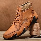 tanie Botki-męskie buty vintage z wysoką cholewką – sznurowane, codzienne buty outdoorowe z antypoślizgową podeszwą do wędrówek i codziennego noszenia