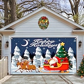 cheap Outdoor Decorations-Christmas Garage Door Banner, Indoor Outdoor Christmas Holidays, Happy Background, Decoration Cover, Christmas Happy New Year Banner, Large Door Cover, Christmas Decoration