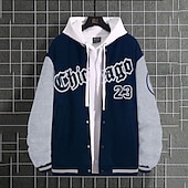 voordelige Herenjacks &amp; jassen-Voor heren Bomberjack Overgangsjack Varsity-jas Buiten Vakantie Warm Knop Zak Herfst Winter Kleurenblok Modieus Streetwear Opstaande boord Normaal Appel Groen Zwart Bordeaux Bruin Groen Jacks