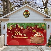 お買い得  屋外装飾-クリスマスガレージドアバナー、屋内屋外クリスマス休暇、幸せな背景、装飾カバー、クリスマス新年あけましておめでとうございますバナー、大型ドアカバー、クリスマス装飾