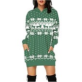 olcso Vicces karácsonyi pulóverek és pulóverek-Karácsony Mikulás Ruhák Kapucnis felsőrész Pullover Klasszikus Alap Kawaii Kompatibilitás Női Felnőttek Karácsony Újév 3D nyomtatás Hétköznapi