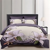 abordables diseño exclusivo-Juego de funda nórdica 100% algodón, juego de edredón con estampado floral, juegos de cama con funda de edredón estampada con funda de almohada tipo sobre, decoración de habitación, funda nórdica