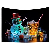 billiga jul gobeläng hängande-juldekorationer blacklight gobeläng uv reaktivt sken i mörkret snögubbe xmas trippy bar dimmigt hängande gobeläng väggkonst väggmålning för vardagsrum sovrum