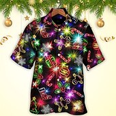 Christmas Men's Christmas Scene Printed Shirts Pattern Artistic Casual Outdoor Street Fall Turndown Short Sleeve Black S M L Shirt4