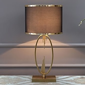 cheap Bedside Lamp-Table Lamp Light Luxury Bedroom Bedside Lamp Large Table Lamps with Drum-Shaped Fabric Lampshades Study Room Office Night Light