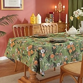 cheap Tablecloth-Rectangle Tablecloth Vintage Floral  Jacquard Table Cloths with Tassels Cotton Linen Table Covers for Dinner Parties Outdoor Decoration
