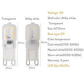 cheap LED Bi-pin Lights-10pcs Dimmable Super Bright G9 LED Light Bulb 3W 220V 2835 Lamp Cold White/Warm White Constant Power Light LED Lighting G9 Bulbs