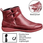 ieftine Botine-Pentru femei Cizme Cadouri de Valentin Mărime Plus Size Pantofi de confort Zilnic Culoare solidă Ghete Botine Iarnă Toc Drept Vârf rotund Elegant Pluș Casual Imitație Piele Dantelat Negru Rosu Gri