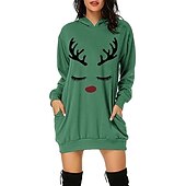 olcso Vicces karácsonyi pulóverek és pulóverek-Karácsony Mikulás Ruhák Kapucnis felsőrész Pullover Klasszikus Alap Kawaii Kompatibilitás Női Felnőttek Karácsony Újév 3D nyomtatás Hétköznapi