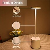economico Lampade da tavolo-lampada da scrivania senza fili ricaricabile a 3 colori con tocco in metallo a led, lampada da comodino per camera da letto, lampada da scrivania dall&#039;atmosfera moderna e minimalista, ricarica USB