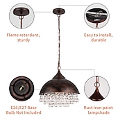 Недорогие Островные огни-Подвесная люстра с маленькими блестящими хрустальными бусинами, кованое железо, ретро-индустриальный стиль, с одной регулируемой цепочкой, черный 110-240В