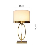 cheap Bedside Lamp-Table Lamp Light Luxury Bedroom Bedside Lamp Large Table Lamps with Drum-Shaped Fabric Lampshades Study Room Office Night Light