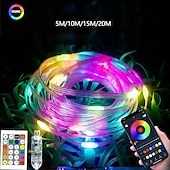 Недорогие Питание от USB-5 метров 10 м 15 м Интеллектуальные огни 50/100/150/200 светодиоды 5050 SMD 1 пульт дистанционного управления 24Keys USB с мини-контроллером 1 комплект Разные цвета Креативные гирлянды Контроль APP
