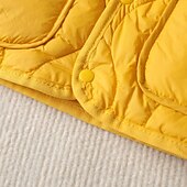 cheap Girl&#039;s Downs &amp; Puffer Jacket-Kids Girls&#039; Puffer Jacket Solid Color Active Button School Coat Outerwear 3-10 Years Spring Black White Yellow