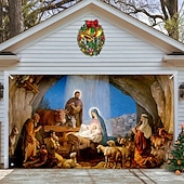お買い得  屋外装飾-クリスマスガレージドアバナー、屋内屋外クリスマス休暇、幸せな背景、装飾カバー、クリスマス新年あけましておめでとうございますバナー、大型ドアカバー、クリスマス装飾
