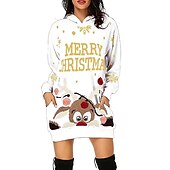 olcso Vicces karácsonyi pulóverek és pulóverek-Karácsony Mikulás Ruhák Kapucnis felsőrész Pullover Klasszikus Alap Kawaii Kompatibilitás Női Felnőttek Karácsony Újév 3D nyomtatás Hétköznapi