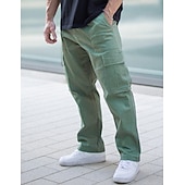 Недорогие Брюки карго-Муж. Брюки карго Брюки-карго Карман Полотняное плетение Комфорт Дышащий на открытом воздухе Повседневные На выход Мода На каждый день Черный Военно-зеленный