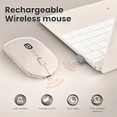cheap Mice-Wireless Lightweight Mouse With Battery Display Screen 2.4G Slim Portable Wireless Mice For Laptop Rechargeable Cordless Silent Click Computer Mouse Up To 1600 DPI For PC Mac Macbook Office