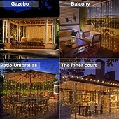 billige Soldrevet-1 stk solar led gardin krans på vinduet utendørs vanntette eventyrlys 8 lysmoduser for festival nyttår dekor led lys juledekorasjon, halloween dekorasjoner lys utendørs skinn