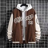 voordelige Herenjacks &amp; jassen-Voor heren Bomberjack Overgangsjack Varsity-jas Buiten Vakantie Warm Knop Zak Herfst Winter Kleurenblok Modieus Streetwear Opstaande boord Normaal Appel Groen Zwart Bordeaux Bruin Groen Jacks