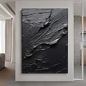 preiswerte Abstrakte Gemälde-Handgefertigtes, rein schwarzes Strukturgemälde, handgemaltes Ölgemälde, Wandkunst, großes Gemälde, Spachtel, abstraktes Gemälde, handgemalte Acrylgemälde, Dekor, gerollte Leinwand