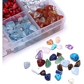 cheap Beading Making Kit-Natural Chip Stone Beads About Irregular Gemstones Healing Crystal Loose Rocks Bead Hole Drilled DIY for Bracelet Jewelry Making